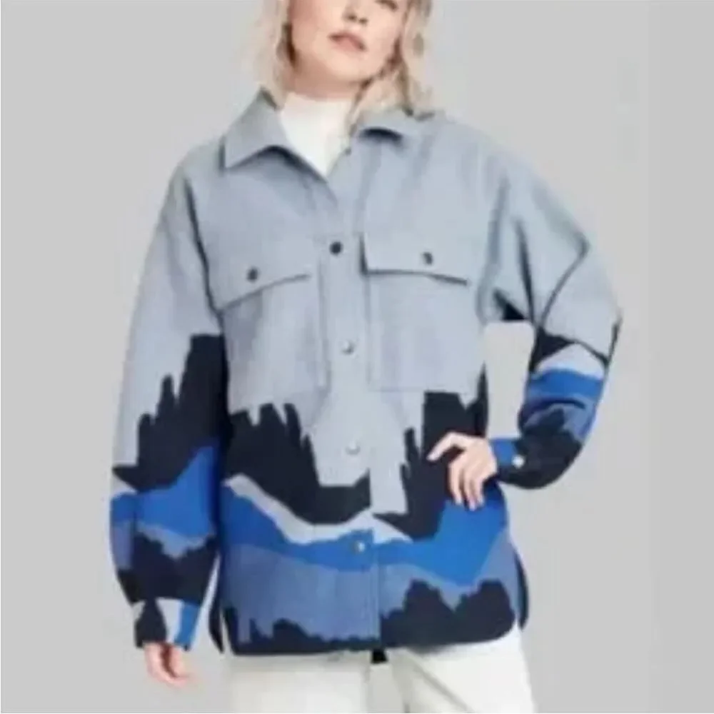 Wild Fable Target Monochromatic Cozy Mountain Oversized Snap Button Shacket